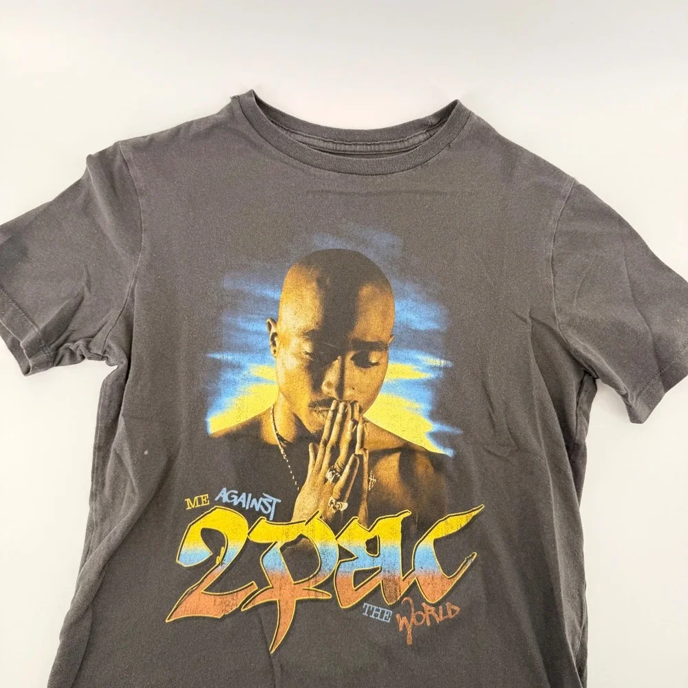 Old Navy 2Pac Me Against the World Graphic T-Shirt‎ Kids XL 14-16 Black Rap Tee